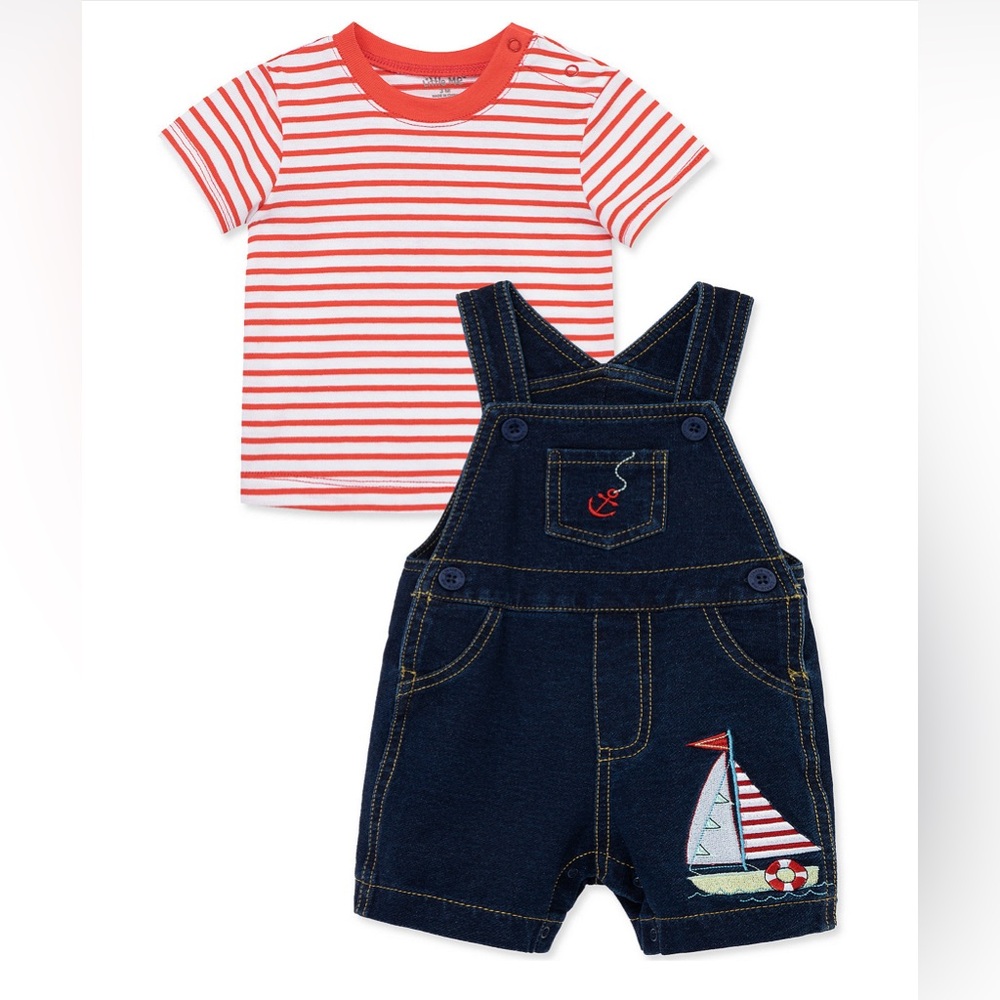 Little me Sailboat Shortall Set 12 months
